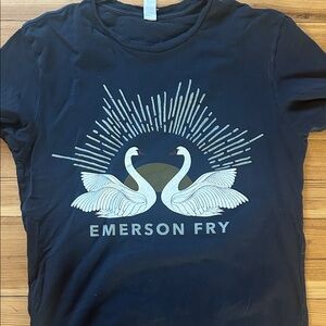 Emerson Fry Black Logo Swan Sunburst Graphic Tee Small S Short Sleeve Tshirt